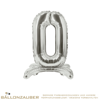 Folienballon StandUp Balloon Zahl 0 Silber Metallic 82cm = 32inch fr Luftfllung